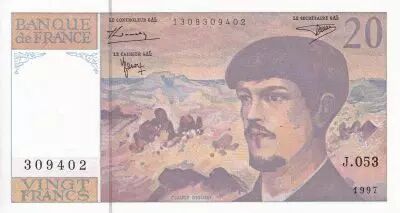Francia 20 Francs - Debussy - Serial J.053 - 1997 - UNC - P.151