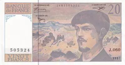 Francia 20 Francs - Debussy - Serial J.060 - 1997 - UNC - P.151