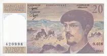Francia 20 Francs - Debussy - Serial O.016 - 1986 - UNC - P.151