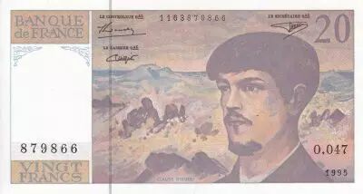 Francia 20 Francs - Debussy - Serial O.047 - 1995 - UNC - P.151