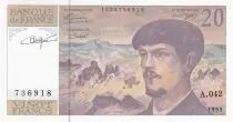 Francia 20 Francs - Debussy - Sign Vigier - 1993 - Serial A.042 - P.151