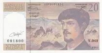 Francia 20 Francs - Debussy - Sign Vigier - 1993 - Serial V.043 - P.151