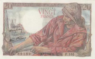 Francia 20 Francs - Fisher - 09-01-1947 - Serial  P.155