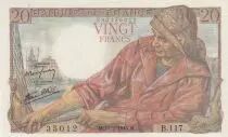 Francia 20 Francs - Fisher - 10-02-1944 - Serial  B.117