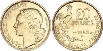 Francia 20 Francs - Guiraud - 1952 B Beaumont - Le Roger