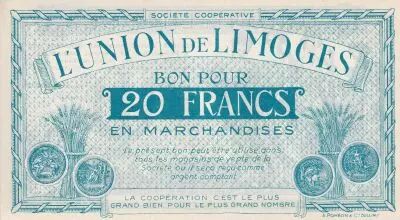 Francia 20 Francs - L\'Union de Limoges - 1920