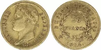 Francia 20 Francs - Napoleon I - T�te laur�e - 1814 W Lille