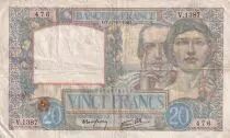 Francia 20 Francs - Science and Industry - 17-10-1940 - Serial V.1387 - P.92