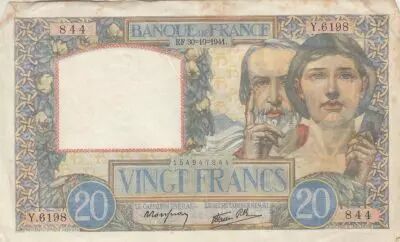 Francia 20 Francs - Science and work - 30-10-1941 - Serial Y.6198