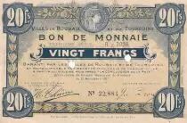 Francia 20 Francs - Ville -  Roubaix-Tourcoing  - 15-12-1917 -  13&eacute;me S&eacute;rie - R7036