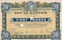 Francia 20 Francs - Ville -  Roubaix-Tourcoing  - 27-03-1917-  9&eacute;me S&eacute;rie