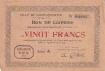 Francia 20 Francs - Ville - Saint-Quentin - 13-02-1915 - S&eacute;rie A