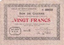 Francia 20 Francs - Ville - Saint-Quentin - 13-02-1915 - S&eacute;rie A