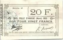 Francia 20 Francs Aniche City - 1915