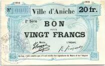 Francia 20 Francs Aniche City - 1915