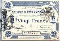 Francia 20 Francs Cambrai City - 1914