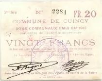 Francia 20 Francs Cuincy City - 1915