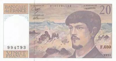 Francia 20 Francs Debussy - 1990 Serial F.030 - UNC