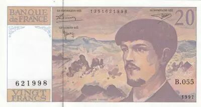 Francia 20 Francs Debussy - 1997 - Serial B.055