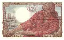 Francia 20 Francs Fisherman - 09.02.1950 - Serial K.247 - Last letter - F.13.i7a