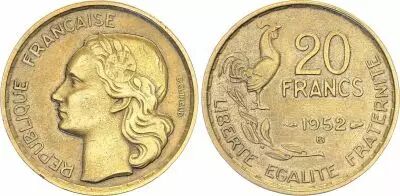 Francia 20 Francs Guiraud - 1950 - 4 sickles
