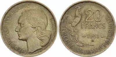 Francia 20 Francs Guiraud - 1951 B Beaumont - Le Roger