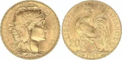 Francia 20 Francs Marian - Rooster 1908