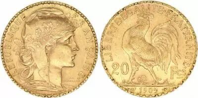 Francia 20 Francs Marian - Rooster 1909