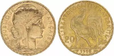 Francia 20 Francs Marian - Rooster 1910