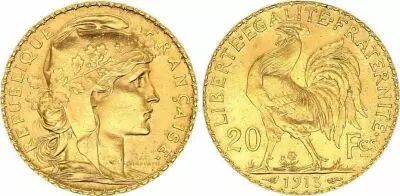 Francia 20 Francs Marian - Rooster 1913 EF