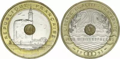 Francia 20 Francs Meditereans Games - 1993 Bimetal - VF