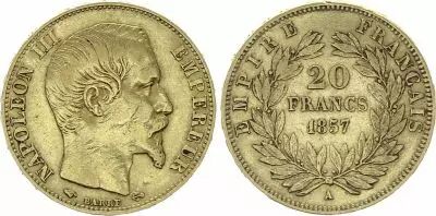 Francia 20 Francs Napoleon III Empereur 1857 A Paris - Gold