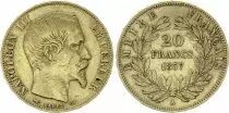 Francia 20 Francs Napoleon III Empereur 1857 A Paris - Gold