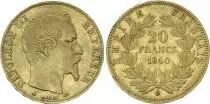 Francia 20 Francs Napoleon III Empereur 1860 BB Strasbourg - Gold