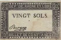 Francia 20 sols - 1791 - Department Rhone - Roanne