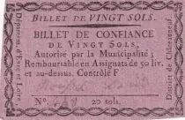 Francia 20 Sols - Eure et Loir - Municipalit&eacute; de Chateauneuf - 1792