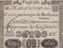 Francia 20 Sols - Gironde - Caisse Patriotique de Bordeaux - 1791