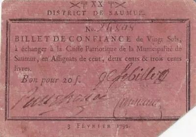 Francia 20 Sols - Maine et loire - District de Saumur - 03-02-1792