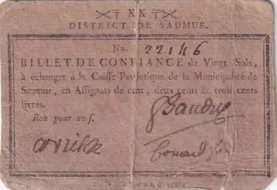 Francia 20 Sols - Maine et loire - District de Saumur - 26-11-1791