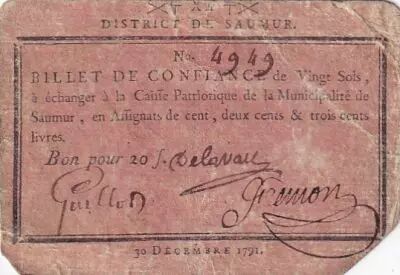 Francia 20 Sols - Maine et loire - District de Saumur - 30-12-1791