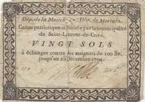 Francia 20 Sols - Manche - Patriotic fund of the municipality of Saint Laurent de Cuve - 1794