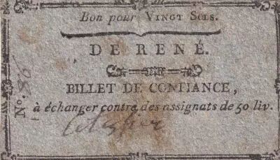 Francia 20 Sols - Sarthe - Commune de Ren� -  1792