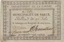 Francia 20 sols - Sarthe - Parc&eacute;\'s municipality - 1792