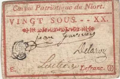 Francia 20 sous - Deux-S�vres - Patriotic fund of Niort  - Not founded