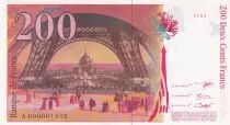 Francia 200 Francs - Gustave Eiffel - Eiffel tower - 1995 - Low serial A 000001452 - P.159