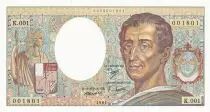 Francia 200 Francs - Montesquieu - 1981 - Error note - Serial K.001