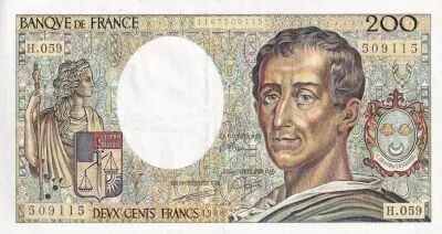 Francia 200 Francs - Montesquieu - 1988 - Serial H.059 - P.155