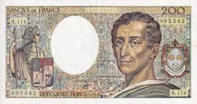 Francia 200 Francs - Montesquieu - 1990 - Serial B.114 - P.155