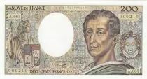 Francia 200 Francs - Montesquieu - 1991 - Serial A.087 - Small Number