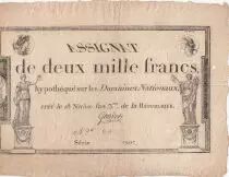 Francia 2000 Francs 18 Nivose An III - 7.1.1795 - Sign. Gaudet - F to VF
